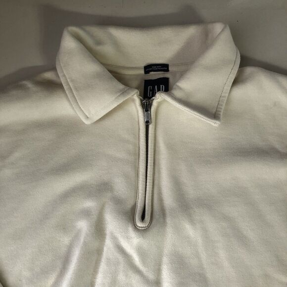Gap Men’s 1/4  zip Ivory Frost pull over sweatshirt size large - Picture 9 of 15